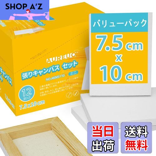 【送料無料】AUREUO 芸術絵創作 現代油絵 美術装飾 ミニ 張りキャンバス セット イーゼル無し 7.5cm×10cm 12枚 中目 100%コットン 水彩...