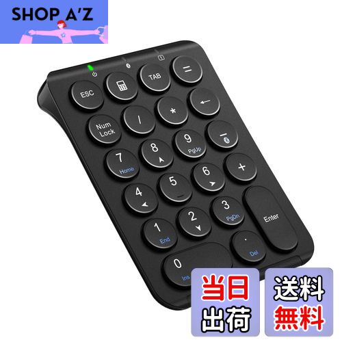 【送料無料】iClever テンキー Bluetooth ワイヤレス 数字 キーボード パンタグラフ式 Type-C充電 超薄型 Tabキー付き ブルートゥース 無線 ナンバーパッド 左手デバイス 片手デバイス ショートカットキー Windows/iOS/Android 対応 IC-KP08 (ブラック)