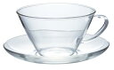 HARIO(ハリオ) 耐熱 カップ & ソーサー ワイド 230ml ティーカップ 電子レンジ・食洗器OK 日本製 CSW-1T