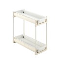 Belca 日本製 キッチン収納 シンク下スライドラック 2段 スリムタイプ 幅19×奥行45×高さ38・40.5・43cm ホワイト キャスター付き SS-304