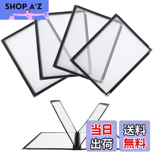 【送料無料】RILIHII メニューブック 8ページ 【5冊セット】メニュー表 A4 (4枚8面) 透明 料理写真入り..