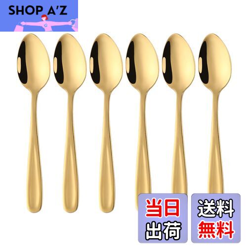 【送料無料】Buyer Star スプーン ティースプーン 6本セット 金色 13.5cm おしゃれ デザート コーヒー デミタススプーン 18-0ステンレス鋼...