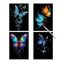 YUWENW スクラッチアート 夜光 スクラッチ 4枚セット スクラッチペーパー 大人 アート インテリア 絵 DIY 部屋飾り スクラッチアートペン付き プレ...