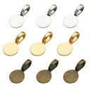 【送料無料】Beadthoven 約60個入り 3色 円形 合金 バチカン 貼付用 ペンダントベイル フラットパッド 接続金具 接着型 留め具 アクセサリーパーツ ジュエリー用 DIY ハンドメイド 手芸用品 手作り素材 クラフト用品 18x10x5.5mm