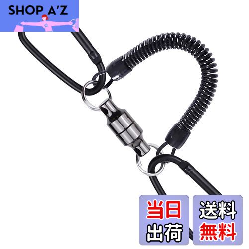 BaraRose リリーサー マグネットリリーサー 【耐荷重5kg】 磁石 強力 マグネットリリース カラビナ スプリ 釣り 磁石 強力 小型 スプリングコード付き 落下防止 アウトドア キャンプ 登山 釣り 道具 携帯便利 フィッシングプライヤーとタモを腰に装着 電動工具 懐中電灯