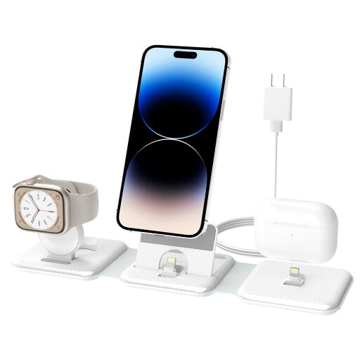 COCIVIVRE 3in1 充電スタンド アップルウォッチ 充電器 折りたたみ Compatible with iPhone14/13/12/11/X/8/7/6 apple watch ultra 2/Series 9/8/7/6/SE Airpods/2/3/Pro iphone アップルウォッチ 同時充電 置くだけ充電器 アダプター付属(ホワイト) COCIVIVRE 3in1 充電スタンド アップルウォッチ 充電器 折りたたみ Compatible with iPhone14/13/12/11/X/8/7/6 apple watch ultra 2/Series 9/8/7/6/SE Airpods/2/3/Pro iphone アップルウォッチ 同時充電 置くだけ充電器 アダプター付属(ホワイト)