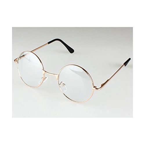 【送料無料】伊達眼鏡 丸型 コスチューム用小物 ゴールド 男女共用 45x125x180mm