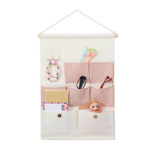 【送料無料】NEMISO ウォールポケット 壁掛け式 吊り下げ フック付き 収納 整理 分類 ナチュラル 綿 麻..