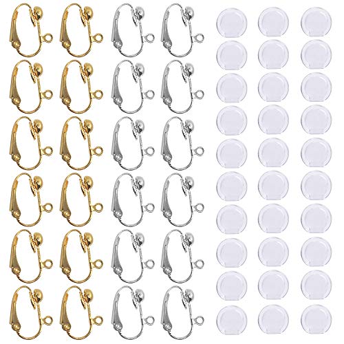 【送料無料】24個のイヤリングコンバータークリップオンと30個のシリコンイヤリングパッド、簡単に開く..