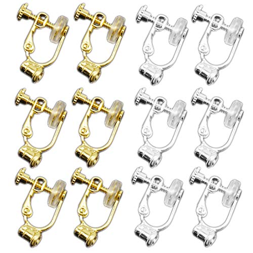 【送料無料】イヤリングコンバーター ネジ式 横型 ゴールド シルバー 2色6ペア シリコン カバー付き ノ..