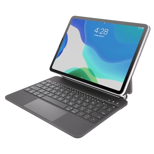 【送料無料】マジックキーボードRii HL128 iPad Air 4/5/6、iPad Pro /11対応スマートマグネットフローティングデザイン、トラックパッド付きキーボードケース、7色バックライト、日本語配列、ブラック