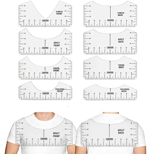 【送料無料】SSZYMAOYI Tシャツ 定規ガイド 8個セット 手作り定規 カーブ定規 縫製定規 子供服ソーイング PVC 透明 Tシャツ位置調整ツール T ...