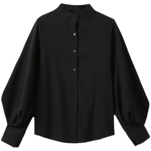 【送料無料】[zuevichn] シャツ レディース ブラウス 長袖 無地 体型カバー 着痩せ OL カッターシャツ ..