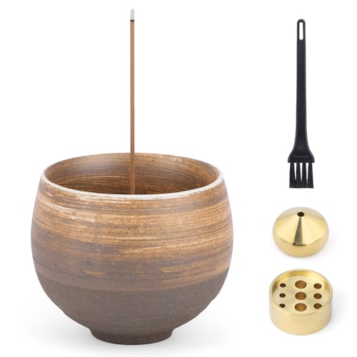 【送料無料】Segarty お香立て 茶碗陶器 陶器香炉 2種類真鍮付属 和モダン おしゃれ お線香立て 掃除簡単 水洗い 香皿 香炉 疲労軽減 ストレス緩和 ...