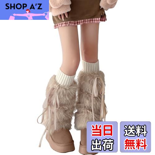 【送料無料】[Ekieta] レッグウォーマー レディース 足首ウォーマー ふわふわ リボン付き 冷え対策 厚手 暖かい 防寒 靴下 レディース フェイクファー 柔らかい ルーズソックス 可愛い y2k ガーリー系 おしゃれ