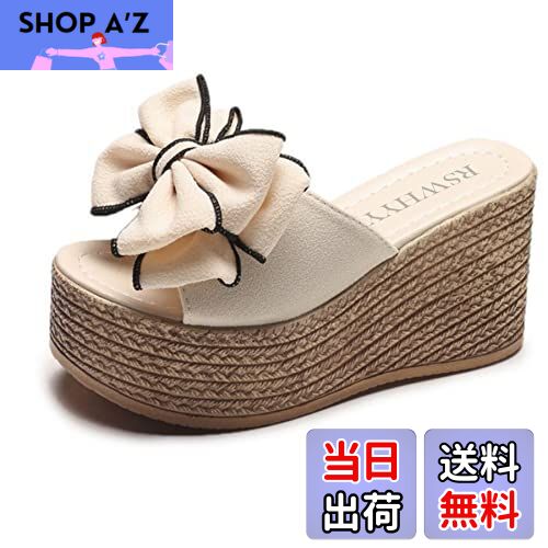 【送料無料】[RSWHYY] スリッパ サンダル レディーズ かわいい 厚底 ウェッジソール 蝶結び 夏 ハイヒ..