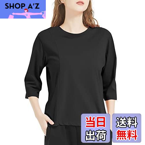 【送料無料】[THREEGUN] tシャツ レディース 七分袖 ゆったり スクラブ 綿100 インナー シャツ 肌着 ア..