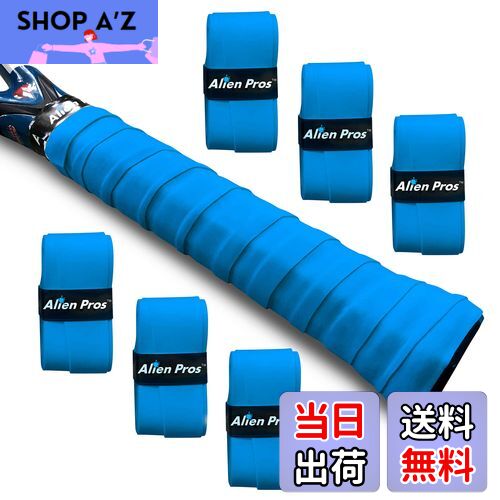 【送料無料】Alien Pros テニスラケットグリップテープ（6グリップ）− プレカット、ドライタイプのテニスグリップ − テニスオーバーグリップテープ、テニスラケット − ラケットに巻いて、高性能にしましょう（6グリップ,ブルー）