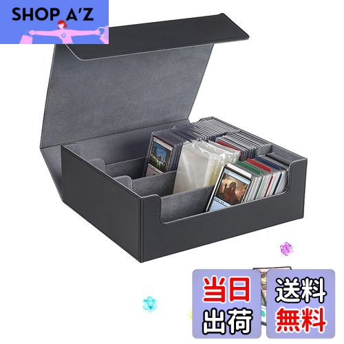 【送料無料】DFsucces デッキケース マグネット式 トレカケース 1800枚収納 大容量 PUレザー製 標準ゲームカード用PUレザーキャビネット 硬質ケース 防水 (ブラック)