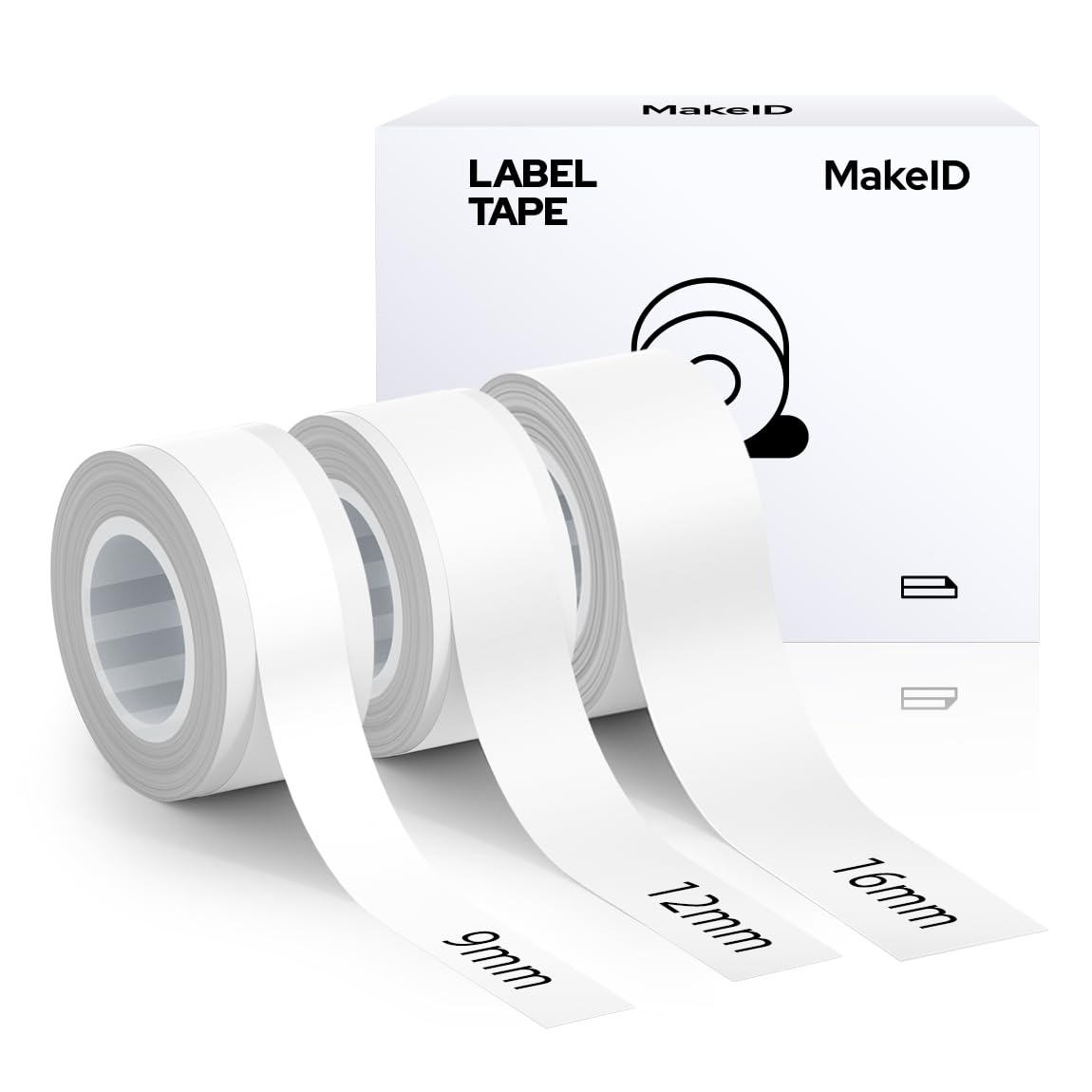 【送料無料】MakeID Q1 HDラベルプリンター専用ラベルシール 3巻セット 感熱タイプ 幅16mm×4m (9/12/16..