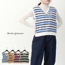 Rakuten Fashion THE SALE ニットベスト ベスト マルチボーダー ボーダー ショート丈 2way 前後2way 重ね着 ジレ レトロ カジ...