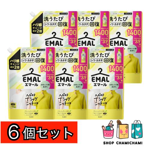 6個セット　エマール 洗濯洗剤 おしゃれ着 ハリ感チャージ成分2倍配合！洗うたびシワカタチ回復 リフレ..