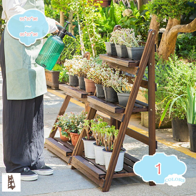 1000円OFFクーポン 木製 花棚 バルコニー 室内 リビング 棚 植木鉢棚盆栽棚 折りたたみ式 フラワースタ..