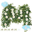 550円OFFクーポン 造花 バラ 花藤 人工観葉植物 ユーカリ ガーランド アーティフィシャルフラワー 花園 婚礼の儀式 フェイクグリーン リアル 壁掛け ハ...