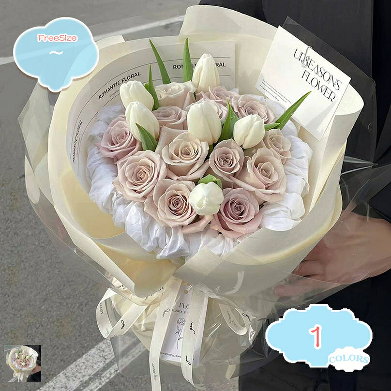 メイン素材：石花仕様：バラ19輪 + チューリップ8輪。枯れないお花：石鹸の素材から作られて香り付き観賞用のお花です。生花のようなリアルで生き生きしほのかな香りが気持ちいいです。石鹸で作られて、良い香りを持っています。観賞と実用性を兼ね備えています。長く楽しむことができます。大切な人への永遠の愛を示すのにぴったりです。幅広い用途：バレンタインデーや誕生日に恋人にあげるもよし、母の日にお母さんに贈るのもよし、記念日の奥様へのプレゼントとしても最適です。また、卒業おめでとうプレゼント、入学、発表会、送別、異動、誕生日(バースデー)ギフトや、退職、お祝い、母の日、敬老の日、クリスマス、バレンタインデー、ホワイトデーなど多様なギフトにご利用頂けます。見た目の美しさ。美しく華やかで、インテリア、デコレーションとしてもピッタリです。さまざまな色やデザインがあるため、好みや季節に合わせて選ぶことができます。保存方法：多湿、直射日光が当たる場所での保管は、花びらのあせ/変色等に影響がありますのでお避け下さい。水気にはご注意ください。香りはだんだんと薄くなっていきます。香りの強さ、弱さの感じ方には個人差があります。観賞用の為、手洗い・洗顔・洗濯など、石鹸としてのご使用や、お風呂に入れるのはおやめください。ソープフラワーの特徴 キレイなまま長く飾れる 暑さ寒さにも強く、きれいなまま長持ちします。 生花のようにキレイで鮮やか 本物のお花と見間違得るほど、リアルに作られています。 水やり等お世話の必要がない 石鹸で出来ているので、水やりなどが不要です。 虫や花粉などがつかない 病院へお見舞いの品としても安心して贈ることができます。 生花に比べてお手頃 生花に比べてお求めやすい価格帯となっています。 特別な日の贈り物 1月：お正月 ご挨拶 門松 正月 成人式 成人の日 帰省 新年 オシャレ フラワーギフト 2月：バレンタインデー 本命 義理 お祝い 告白 プロポーズ サプライズ プチギフト 3月：ひな祭り ひなまつり ホワイトデー お返し 男性 卒業式 卒園式 卒業祝い 結婚祝い 退職祝い 定年 送迎会　転勤 アルバム 4月：入学式 入園式 入学祝い 就職祝い 開店祝い 改築祝い 歓送迎会 新築祝い 進学 進級 就任 一人暮らし 5月：母の日 母の日ギフト 子供の日 お祭り ゴールデンウィーク お土産 6月：父の日 ビジネス ギフト アレンジメント お酒 結婚式 7月：七夕 お中元 父 季節の花 お見舞い フラワーアレンジメント 8月：金婚式 銀婚式 自宅用 お盆 お供え 9月： 敬老の日 お彼岸 ホームパーティ 10月：ハロウィン イベント メッセージ 発表会 花 電報 11月：夫婦の日 いい夫婦 開店 オープン アレンジ 母 おまかせ アレンジメント グリーン 12月：クリスマス サプライズ プレゼント お歳暮 大掃除 模様替え ※お花の入荷状況により、色味、花材、デザインは異なります。できるだけ雰囲気は変わらないよう作成させていただきます。 キーワードです： ソープフラワー シャボンフラワー 造花 ギフト プレゼント ブーケ バラ 花束 誕生日 女性 人気 母の日 退職 敬老の日 お祝い 花 ソープフラワー花束 母の日プレゼント 誕生日プレゼント 薔薇造花 人気ギフト 結婚記念日 父の日 昇進 彼女 感謝 お礼 インテリア ローズブーケ バラ花束 卒業式 バレンタインデー お花 フラワーギフト ピンク ドライフラワー 転居 送別会 退職感謝 バラの花束 結婚祝い 送別 枯れない花 石鹸花 黄色 ひまわり ひな菊 造花ブーケ 卒業祝い 就職祝い 退職祝い 還暦 記念日 開店祝い お見舞い せっけん素材で作られたお花 ほのかな香り 敬老の日ギフト 贈り物 誕生日祝い 発表会 祖母 花束造花 母の日ギフト 転居などのプレゼント 枯れない クリスマス 新年 母 石鹸 就職 卒業 バレンタイン ホワイトデー以下の用語は検索参考用であり、商品内容の詳細説明ではございません造花 恋人 友人 上司 部下 ママ友 友達 ともだち レディース ユニセックス ご自宅用 お誕生日プレゼント お年賀 お中元 お歳暮 元気が出る花ソープフラワー 一輪 20本 安い くま バラ売り 単品 15本 30本 チューリップ レインボー ミニブーケ お正月 ご挨拶 正月 成人式 成人の日造花 インテリア 大きい モダン ブルー オフィス アートフラワー 玄関 おしゃれ フェイクグリーン 白 薔薇 花束 小さい 可愛い 卓上 一輪造花 花束 インテリア 枯れない花 アートフラワー ギフト 家 事務所 店 喫茶店 結婚式 観葉植物 高級 ミニ ミニブーケ 青 50cm 白 卒業式ソープフラワー シャボンフラワー 石鹸の花 せっけん花 せっけんフラワー フラワーソープ 造花 枯れない花 長持ちする花 バラ 薔薇 ローズサプライズギフトボックス プレゼントボックス マルチカラー ピンク ライラック 薄紫 オレンジ 濃い紫 イエロー 黄色 グリーン リボン 観賞用