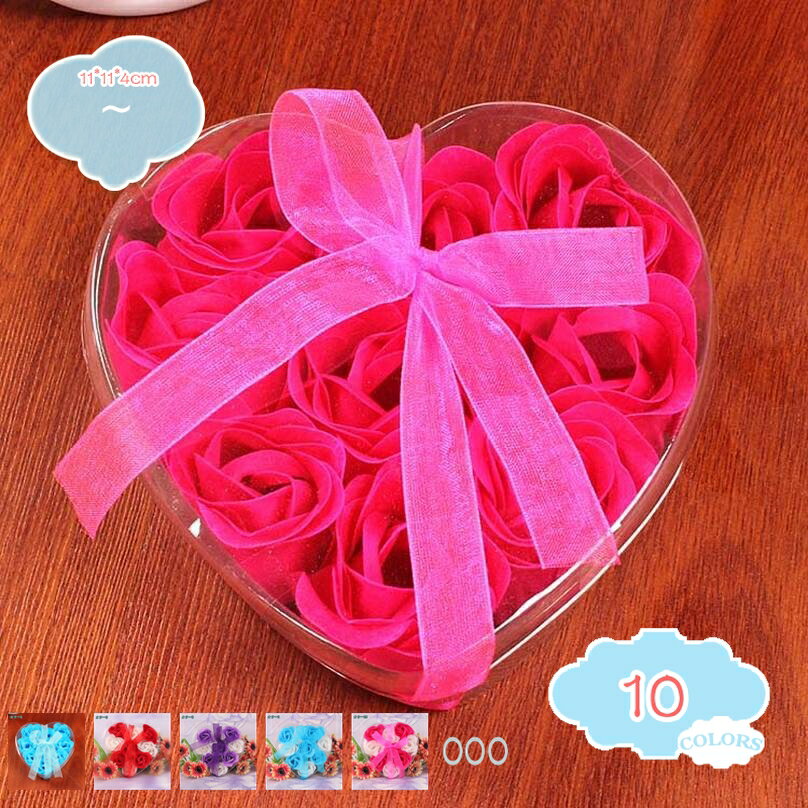 ソープフラワー バラ 9輪 造花 枯れない花 ローズ ケース入り ハート型ギフト 母の日 石鹸花 還暦祝い ..