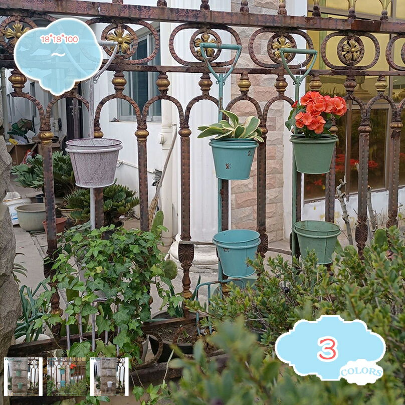 Flower Stand - フラワースタンド アイアン ホワイト アンティーク 室外 ベランダ 玄関 おしゃれ 北欧風 ガーデンラック プランタースタンド 白 ガーデニング フラワーラック 屋外 花台 鉢植え 観葉植物 鉢スタンド プランターセット shopcp