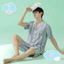 1650円OFFクーポン パジャマ メンズ 夏 半袖 涼しい 肌にやすい ポリエステル繊維 ゆったり 上下セット 春 リラックスウェア ルームウェア 無地 心地...
