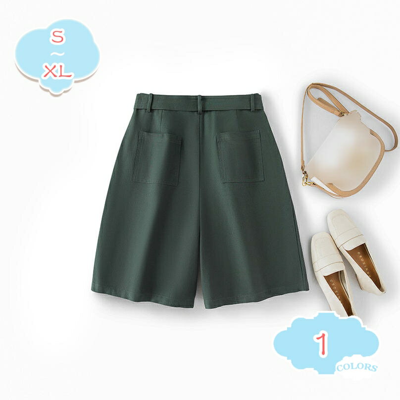 乐天商城 - ショートパンツ レディース ハイウエスト 涼しい 夏 楽ちん ゆったり 体型カバー OL カジュアル ボトムス 短パン 半ズボン ハイウエスト 美脚 脚長 着痩せ おしゃれ 可愛い 通勤 OL 通学 デート 普段着 shopcp