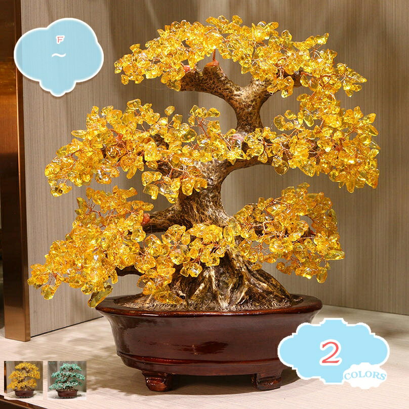 1000円OFFクーポン 天然石 招財樹 誕生日プレゼント 水晶クラスター パワーストーンツリー 金のなる木 ..