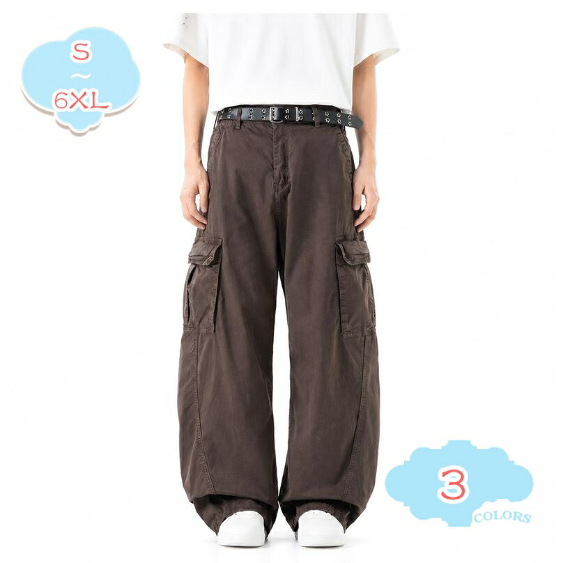 500円OFFクーポン カーゴパンツ メンズ ゆったり ワイドパンツ 体型カバー ロングパンツ ワークパンツ イージーパンツ ミリタリー カジュアル ボトムス 大きいサイズ ズボン 無地 春 夏 秋 shopcp