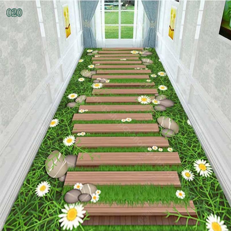 500円OFFクーポン 廊下敷きカーペット フリーカット 3D効果 フローラル 設計 花柄 ...