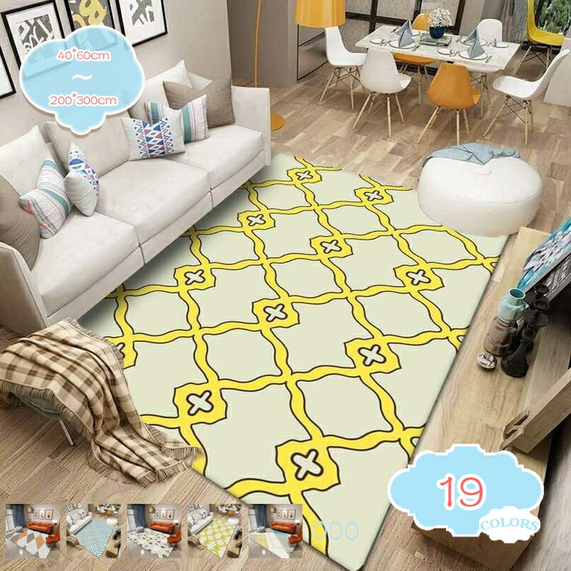 Acrylic - 300円OFFクーポン ラグマット 折り畳み可能 滑り止め 洗える マイクロファイバー カーペット プリント 幾何柄 ライン柄 居間ラグ 敷物 通年 子供部屋 キッズルーム オフィス用 テレワーク インテリア 在宅 カーペット マット応 shopcp