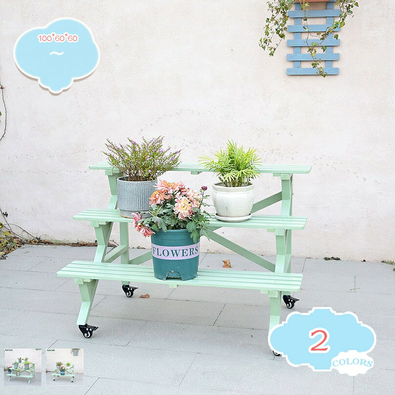 Flower Stand - フラワースタンド 3段 屋外 木製 おしゃれ プランタースタンド フラワーラック ガーデニング 棚 ベンチ 北欧 シンプル 庭 ベランダ テラス 屋内 観葉植物台 植物 植木鉢台 植木鉢スタンド リビング 寝室 プランター台 shopcp