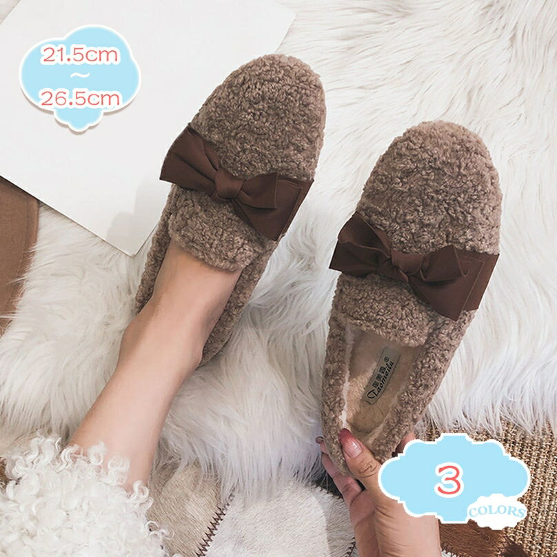1000円OFFクーポン ファー モカシン パンプス レディース 蝶結び ぺたんこ ローファー ふわもこ ファーモカシン あったか ファー スリッポン 靴 秋冬 靴 ぺたんこ 秋 歩きやすい 靴 フラット ボア 防寒 モカシンシューズ ルームシューズ shopcp