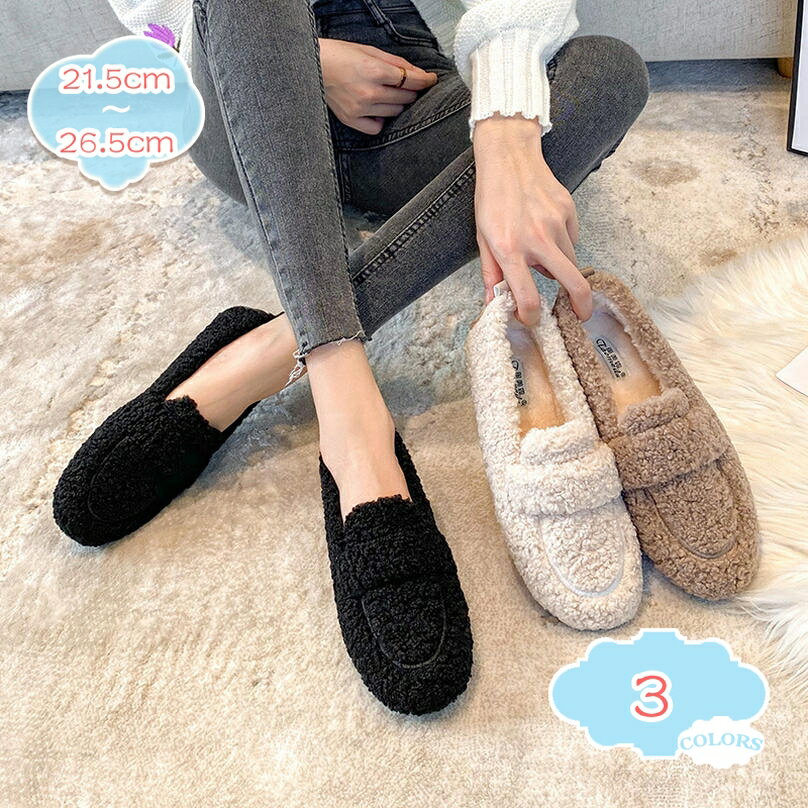 1000円OFFクーポン ふわふわ モカシン レディース モカシンシューズ ファー シューズ フラットシューズ ファーモカシン ローファー ムートン もこもこ べたんこ あったか 秋 冬 シンプル 可愛い 暖かい ファー モカシン ボア パンプス shopcp