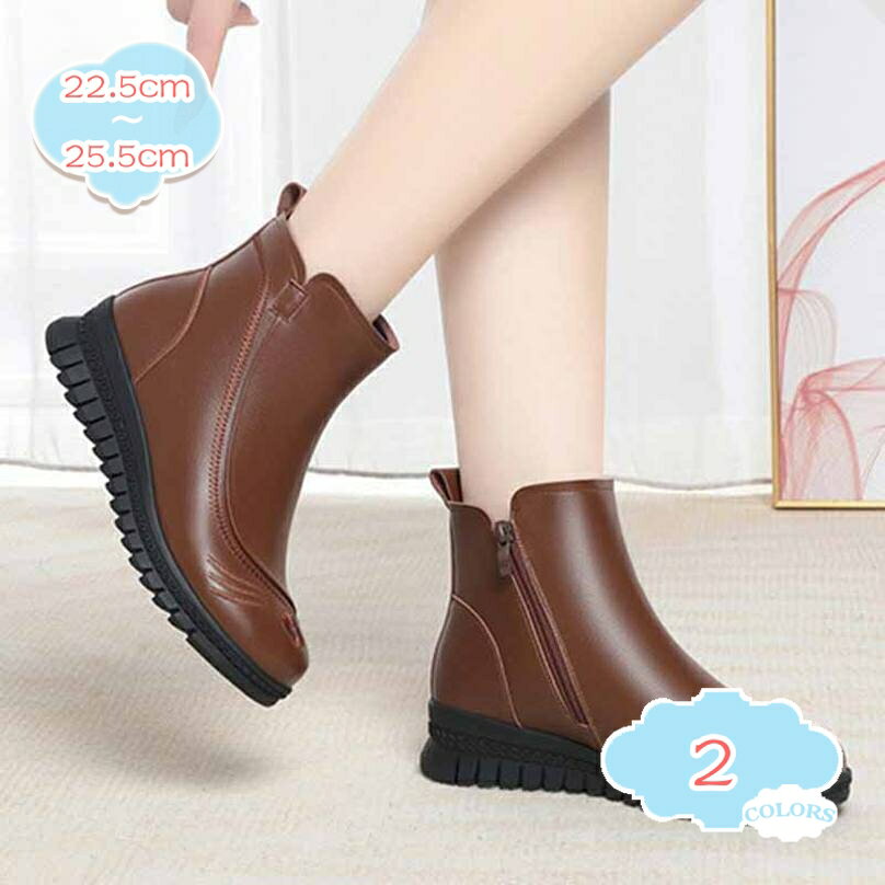 ブーツ レディース ショートブーツ ブーティ ローヒール ぺたんこ 痛くない 歩きやすい 軽量 ウェッジヒール 秋冬 大きいサイズ 小さい ジップ スノーブーツ レディース 防水 防寒 裏ボア おしゃれ 美脚 疲れない shopcp(4)