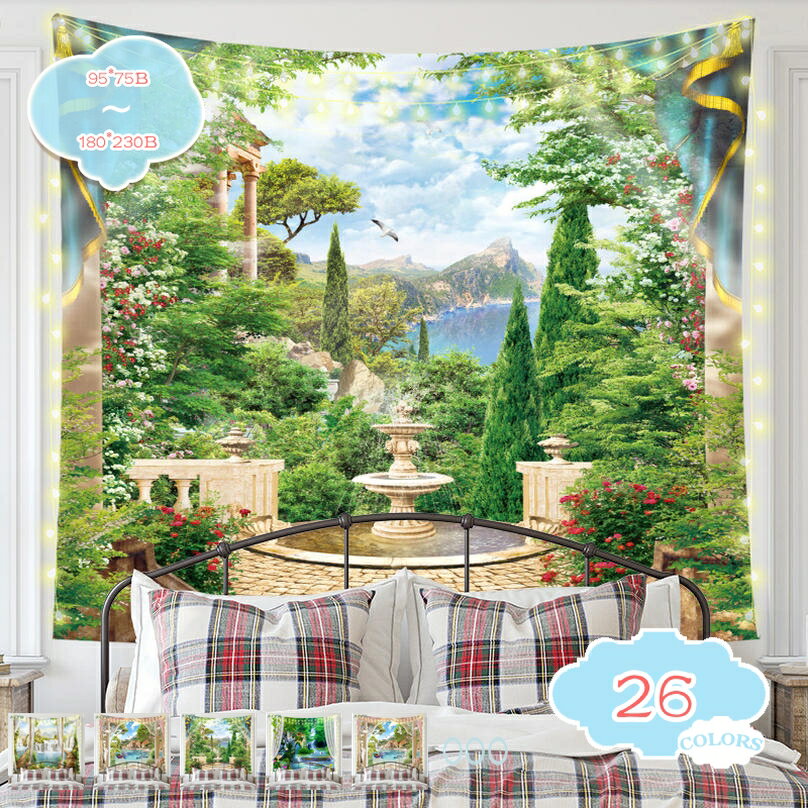 タペストリー ビーチ風景 おしゃれ オシャレ 海辺の夕日 海 晴 空 波 インテリア ヤシの木 ウォールアート壁飾り 多機能壁掛け 新居祝い 窓カーテン 個性ギフト カラー パイル生地 背景布 手洗い テレワーク リモートワーク shopcp