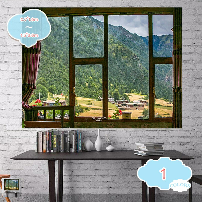 タペストリー 窓外風景 海 ビーチ 森 椰子の木 おしゃれ 風景 日の出 夕陽 窓カーテン ハワイアン風 多機能 壁掛け インテリア 装飾 モダンなアート 模様替え 部屋 気分転換 新居祝い 個性ギフト 布製 プレゼント shopcp