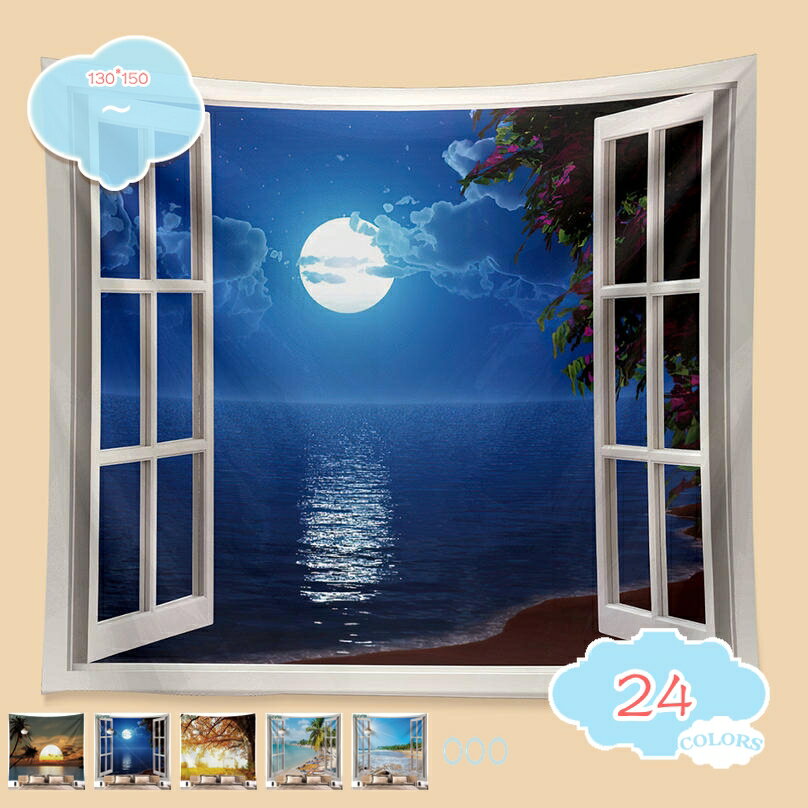 雲海 タペストリー 絶景 風景 ビーチ 夕日 海 大判 大きい 部屋 飾り 飾り付け 窓 景色 インテリア おしゃれ ビーチ風景タペストリー 夕陽と椰子の木 多機能壁掛け ファブリック装飾用品 おしゃれ壁吊り モダンなアート 窓カーテン shopcp
