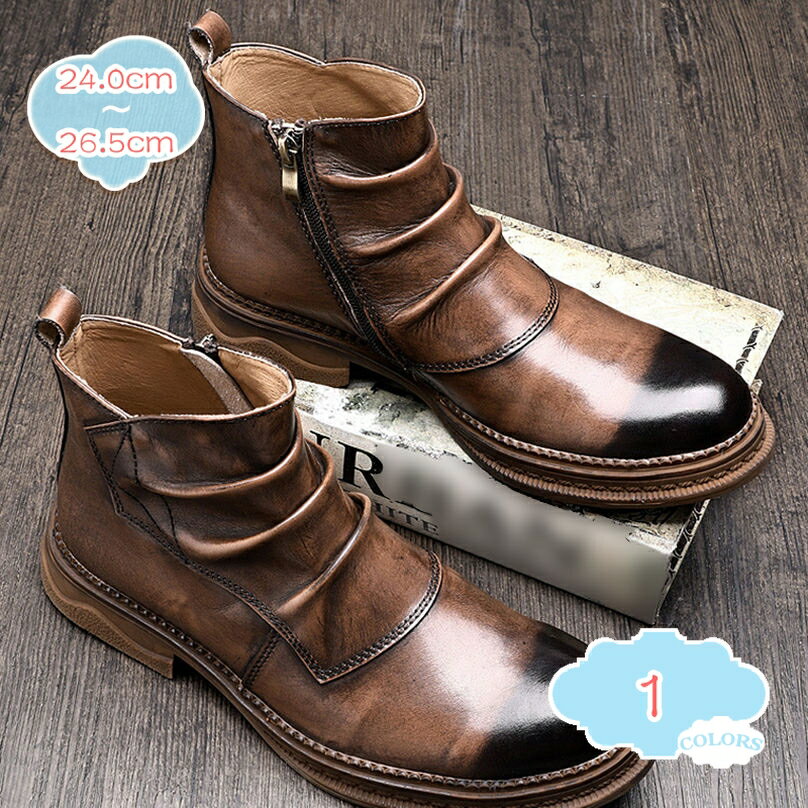 1000円OFFクーポン ビジネスブーツ ハイカット 紳士靴 革靴 メンズ ブラック サイドファスナー ビジネスシューズ 衝撃吸収 ブーツ 本革 ドレープ ショートブーツ 冬靴 アウトドア カジュアルブーツ チャッカブーツ 歩きやすい 厚底 防滑 shopcp