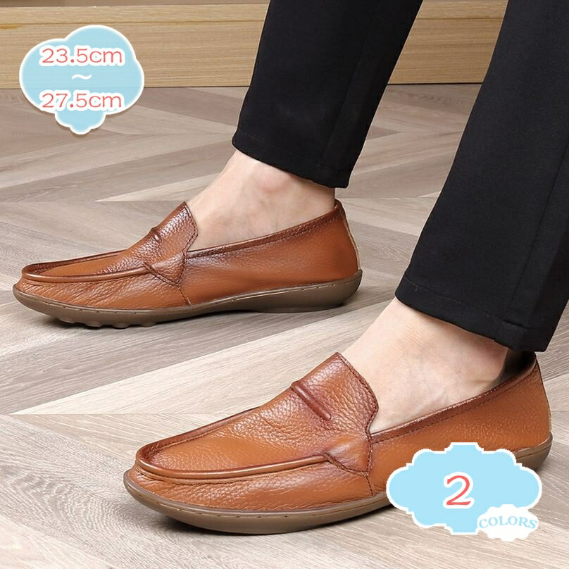 Men'S Shoes - 歩きやすい 軽量 通気 スニーカー スリッポン ぺたんこ靴 モカシン ローファー 靴 シューズ メンズ PUレザー フラット シンプル 長時間仕事 疲れにくい すりっぼん オシャレ 職場 カコイイ 革靴 幅広 クッション shopcp