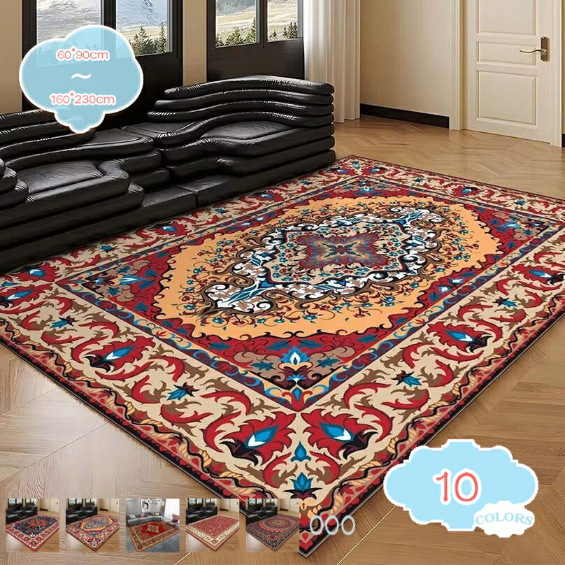 500円OFFクーポン センターラグ エスニック お洒落 ボヘミアン風 手洗い オールシーズン おしゃれ 防滑 洗えるラグ 床暖房 床保護 ホテル 居間 民泊 室内用 四季通用 フロアマット インテリア 防音 リビング 新生活 床保護マット shopcp