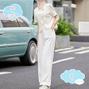 3500円OFFクーポン レディース セットアップ 上下セット パンツスーツ シャツ レース ワイドパンツ 2点セット 無地 おしゃれ 気質 シンプル カジュアル 夏 披露宴 結婚式 ファッション ボトムス ブラウス アンサンブル ツーピース shopcp
