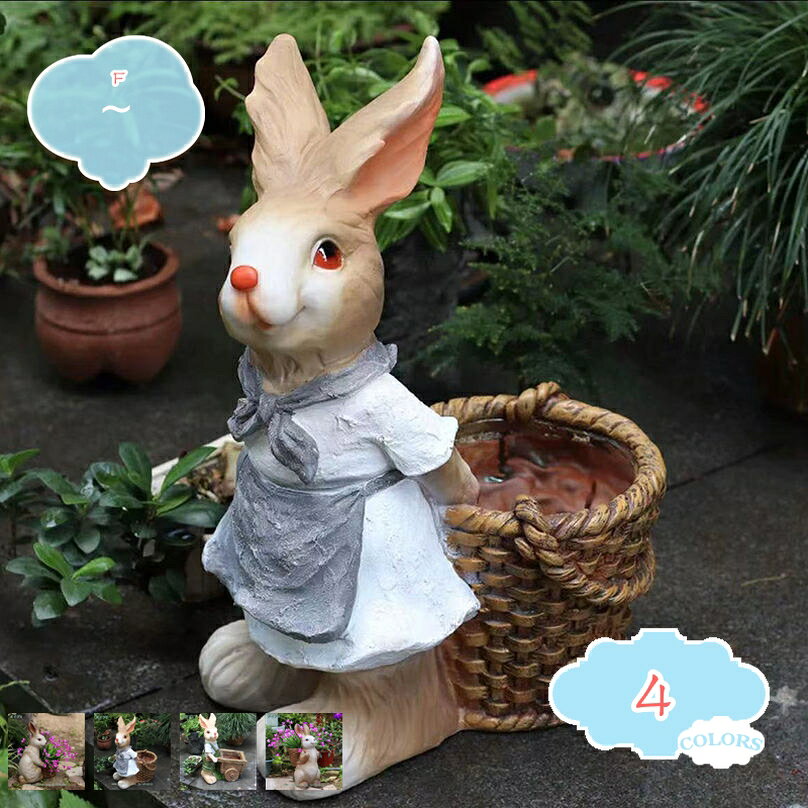 ウサギの多肉植物のポット かわいい兎の植木鉢 ガーデンポット 大きい 面白い植木鉢 穴あけ…