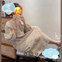 ネグリジェ レディース ロングワンピース ルームウエア 長袖 大きいサイズ ホームウェア 授乳服 リトルシャビー 冷え対策 吸汗速乾 通気性 ゆったり ホワイト...